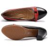 imageMona flying Leather Mid Chunky Pumps Elegant Women Slip On Classic Comfortable Elegant Handmade Work ShoesRed Black