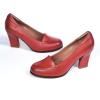 imageMona flying Womens Leather Closed Round Toe Chunky High Heel Pumps Formal Court Shoes Office Work Dress Shoes for LadiesRed