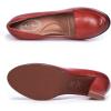 imageMona flying Womens Leather Closed Round Toe Chunky High Heel Pumps Formal Court Shoes Office Work Dress Shoes for LadiesRed