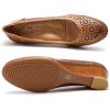 imageMona flying Womens Leather Closed Toe 2 Inch Mid Wedges Heels with Arch Support Round Toe Comfortable Dress Pumps for Women LadiesBrown
