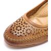 imageMona flying Womens Leather Closed Toe 2 Inch Mid Wedges Heels with Arch Support Round Toe Comfortable Dress Pumps for Women LadiesBrown