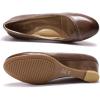 imageMona flying Womens Leather Closed Toe 2 Inch Mid Wedges Heels with Arch Support Round Toe Comfortable Dress Pumps for Women LadiesChocolate