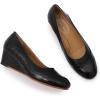 imageMona flying Womens Leather Closed Toe 2 Inch Mid Wedges Heels with Arch Support Round Toe Comfortable Dress Pumps for Women LadiesCoal Black