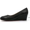 imageMona flying Womens Leather Closed Toe 2 Inch Mid Wedges Heels with Arch Support Round Toe Comfortable Dress Pumps for Women LadiesCoal Black
