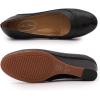 imageMona flying Womens Leather Closed Toe 2 Inch Mid Wedges Heels with Arch Support Round Toe Comfortable Dress Pumps for Women LadiesCoal Black