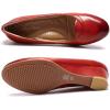imageMona flying Womens Leather Closed Toe 2 Inch Mid Wedges Heels with Arch Support Round Toe Comfortable Dress Pumps for Women LadiesDate Red