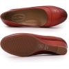 imageMona flying Womens Leather Closed Toe 2 Inch Mid Wedges Heels with Arch Support Round Toe Comfortable Dress Pumps for Women LadiesDull Red
