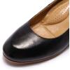 imageMona flying Womens Leather Closed Toe 2 Inch Mid Wedges Heels with Arch Support Round Toe Comfortable Dress Pumps for Women LadiesEbony