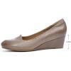 imageMona flying Womens Leather Closed Toe 2 Inch Mid Wedges Heels with Arch Support Round Toe Comfortable Dress Pumps for Women LadiesLight Coffee