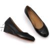 imageMona flying Womens Leather Closed Toe 2 Inch Mid Wedges Heels with Arch Support Round Toe Comfortable Dress Pumps for Women LadiesPitch Black