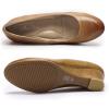 imageMona flying Womens Leather Closed Toe 2 Inch Mid Wedges Heels with Arch Support Round Toe Comfortable Dress Pumps for Women LadiesPure Brown