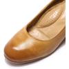 imageMona flying Womens Leather Closed Toe 2 Inch Mid Wedges Heels with Arch Support Round Toe Comfortable Dress Pumps for Women LadiesPure Brown