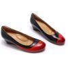 imageMona flying Womens Leather Closed Toe 2 Inch Mid Wedges Heels with Arch Support Round Toe Comfortable Dress Pumps for Women LadiesRedblack