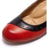 imageMona flying Womens Leather Closed Toe 2 Inch Mid Wedges Heels with Arch Support Round Toe Comfortable Dress Pumps for Women LadiesRedblack