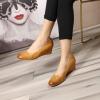 imageMona flying Womens Leather Closed Toe 2 Inch Mid Wedges Heels with Arch Support Round Toe Comfortable Dress Pumps for Women LadiesTawny