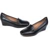 imageMona flying Womens Leather Closed Toe 2 inches Wedges Pumps Square Toe Comfortable Heeled Office Work Dress Shoes for LadiesBlack