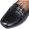 imageMona flying Womens Leather Closed Toe 2 inches Wedges Pumps Square Toe Comfortable Heeled Office Work Dress Shoes for LadiesBlack