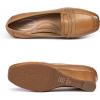 imageMona flying Womens Leather Closed Toe 2 inches Wedges Pumps Square Toe Comfortable Heeled Office Work Dress Shoes for LadiesBrown