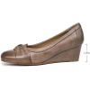 imageMona flying Womens Leather Closed Toe 2 inches Wedges Pumps Square Toe Comfortable Heeled Office Work Dress Shoes for LadiesCoffee