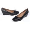 imageMona flying Womens Leather Closed Toe 2 inches Wedges Pumps Square Toe Comfortable Heeled Office Work Dress Shoes for LadiesDark Black