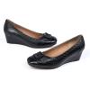 imageMona flying Womens Leather Closed Toe 2 inches Wedges Pumps Square Toe Comfortable Heeled Office Work Dress Shoes for LadiesDeep Black