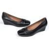 imageMona flying Womens Leather Closed Toe 2 inches Wedges Pumps Square Toe Comfortable Heeled Office Work Dress Shoes for LadiesPure Black
