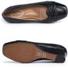 imageMona flying Womens Leather Closed Toe 2 inches Wedges Pumps Square Toe Comfortable Heeled Office Work Dress Shoes for LadiesPure Black