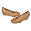 imageMona flying Womens Leather Closed Toe 2 inches Wedges Pumps Square Toe Comfortable Heeled Office Work Dress Shoes for LadiesTan