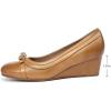 imageMona flying Womens Leather Closed Toe 2 inches Wedges Pumps Square Toe Comfortable Heeled Office Work Dress Shoes for LadiesUmber