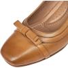 imageMona flying Womens Leather Closed Toe 2 inches Wedges Pumps Square Toe Comfortable Heeled Office Work Dress Shoes for LadiesUmber