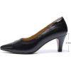 imageMona flying Womens Leather Pointed Toe Dress Pumps Comfort High Heels Office Work Shoes for LadiesBlack