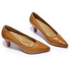 imageMona flying Womens Leather Pointed Toe Dress Pumps Comfort High Heels Office Work Shoes for LadiesBright Brown