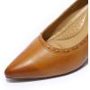 imageMona flying Womens Leather Pointed Toe Dress Pumps Comfort High Heels Office Work Shoes for LadiesBright Brown