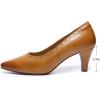 imageMona flying Womens Leather Pointed Toe Dress Pumps Comfort High Heels Office Work Shoes for LadiesBright Brown