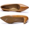 imageMona flying Womens Leather Pointed Toe Dress Pumps Comfort High Heels Office Work Shoes for LadiesBright Brown