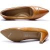 imageMona flying Womens Leather Pointed Toe Dress Pumps Comfort High Heels Office Work Shoes for LadiesBrown