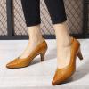 imageMona flying Womens Leather Pointed Toe Dress Pumps Comfort High Heels Office Work Shoes for LadiesBrown