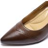imageMona flying Womens Leather Pointed Toe Dress Pumps Comfort High Heels Office Work Shoes for LadiesChocolate