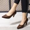 imageMona flying Womens Leather Pointed Toe Dress Pumps Comfort High Heels Office Work Shoes for LadiesChocolate