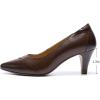 imageMona flying Womens Leather Pointed Toe Dress Pumps Comfort High Heels Office Work Shoes for LadiesChocolate