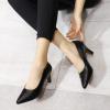 imageMona flying Womens Leather Pointed Toe Dress Pumps Comfort High Heels Office Work Shoes for LadiesDark Black