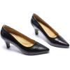 imageMona flying Womens Leather Pointed Toe Dress Pumps Comfort High Heels Office Work Shoes for LadiesDark Black