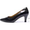 imageMona flying Womens Leather Pointed Toe Dress Pumps Comfort High Heels Office Work Shoes for LadiesDark Black