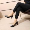 imageMona flying Womens Leather Pointed Toe Dress Pumps Comfort High Heels Office Work Shoes for LadiesDeep Black