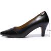 imageMona flying Womens Leather Pointed Toe Dress Pumps Comfort High Heels Office Work Shoes for LadiesDeep Black
