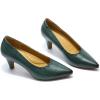 imageMona flying Womens Leather Pointed Toe Dress Pumps Comfort High Heels Office Work Shoes for LadiesGreen