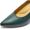 imageMona flying Womens Leather Pointed Toe Dress Pumps Comfort High Heels Office Work Shoes for LadiesGreen
