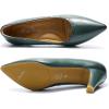 imageMona flying Womens Leather Pointed Toe Dress Pumps Comfort High Heels Office Work Shoes for LadiesGreen