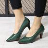 imageMona flying Womens Leather Pointed Toe Dress Pumps Comfort High Heels Office Work Shoes for LadiesGreen