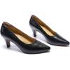 imageMona flying Womens Leather Pointed Toe Dress Pumps Comfort High Heels Office Work Shoes for LadiesPure Black